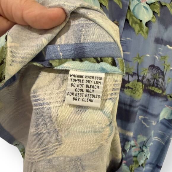 Tommy Bahama Tropical Print Silk Button Front Shirt Dress 12 Blue Hawaiian Beach - Picture 4 of 9